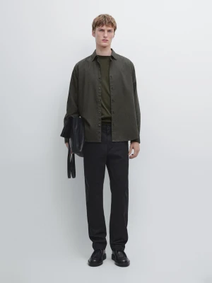 Zwężane Spodnie Ze Szczotkowanej Tkaniny - Czarny - - Massimo Dutti - Mężczyzna