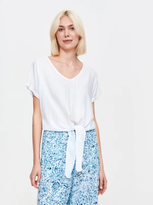 Zwiewna biała bluzka z wiązaniem Top Secret