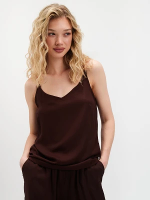 Zwiewna brązowa bluzka Top Secret