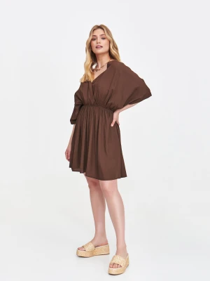 Zwiewna brązowa sukienka Top Secret