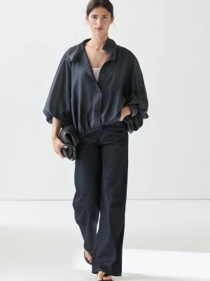 Zwiewna Koszula Wierzchnia Z Bufiastymi Rękawami - Niebieski Sprany - Massimo Dutti - Female