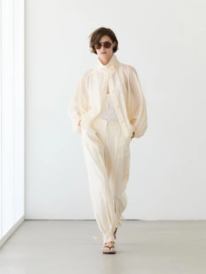 Zwiewna Koszula Wierzchnia Z Bufiastymi Rękawami - Surowy - Massimo Dutti - Female