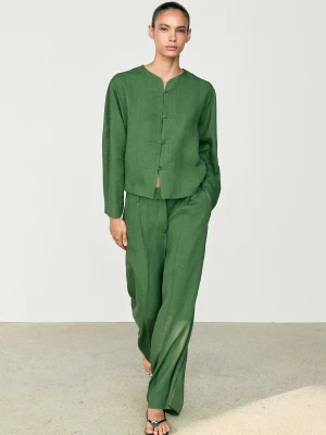 Zwiewna Koszula Wierzchnia Z Guzikami – Total Look - Zielononiebieski - Massimo Dutti - Female