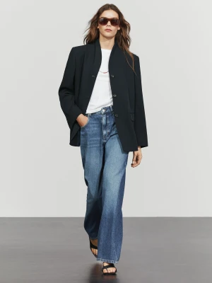 Zwiewna Marynarka Z Guzikami - Granatowy - Massimo Dutti - Female