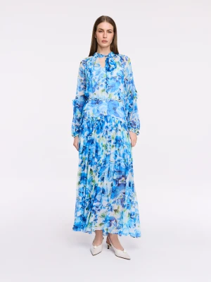 Zwiewna sukienka maxi we wzór w kwiaty TARANKO