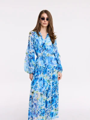 Zwiewna sukienka maxi we wzór w kwiaty TARANKO