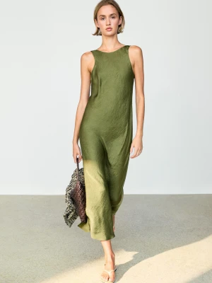 Zwiewna Sukienka Midi - Zielony - - Massimo Dutti - Female