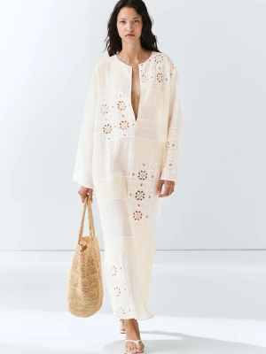 Zwiewna Tunika Z Haftem - Biały - - Massimo Dutti - Kobieta