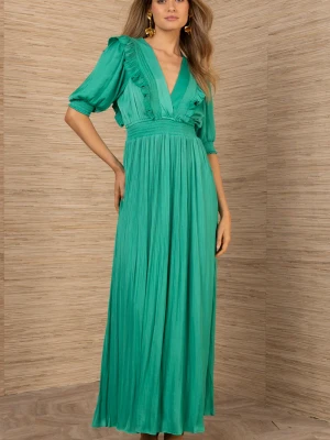 ZWIEWNA TURKUSOWA SUKIENKA HALE BOB