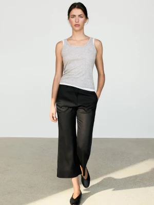 Zwiewne Spodnie Dzwony Do Kostek - Czarny - Massimo Dutti - Female