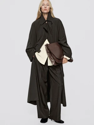 Zwiewny Trencz Z Klapami − Limited Edition - Brązowy - Massimo Dutti - Female