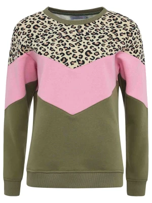 Zwillingsherz Bluza "Konny" w kolorze jasnoróżowo-oliwkowym rozmiar: S/M