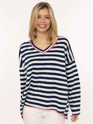 Zwillingsherz Bluza "Neon Stripes" w kolorze biało-granatowym rozmiar: onesize
