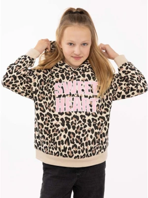 Zwillingsherz Bluza "Sweet Heart Leo" w kolorze beżowo-jasnoróżowym rozmiar: 110/116