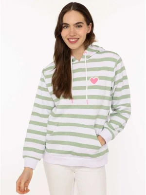 Zwillingsherz Bluza w kolorze zielono-białym rozmiar: L/XL