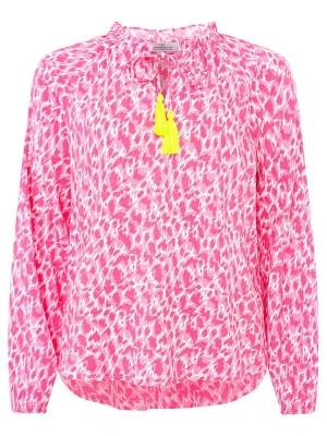 Zwillingsherz Bluzka "Colorful Leopard" w kolorze różowo-białym rozmiar: S/M