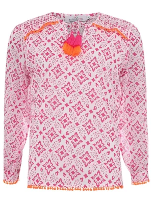Zwillingsherz Bluzka "Layana" w kolorze biało-różowo-pomarańczowym rozmiar: L/XL