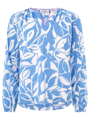 Zwillingsherz Bluzka "Leaves" w kolorze niebiesko-białym rozmiar: L/XL