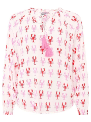 Zwillingsherz Bluzka "Lobster" w kolorze biało-jasnoróżowo-czerwonym rozmiar: L/XL