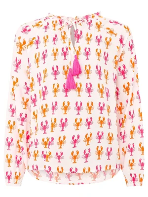 Zwillingsherz Bluzka "Lobster" w kolorze biało-różowo-pomarańczowym rozmiar: L/XL