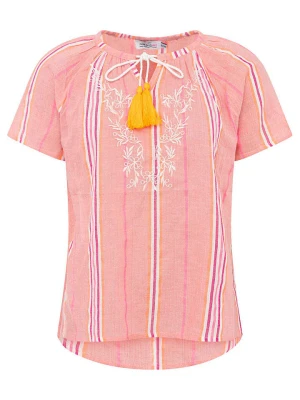 Zwillingsherz Bluzka "Summer Stripes" w kolorze koralowym rozmiar: L/XL