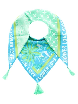 Zwillingsherz Chusta "Flower Love" w kolorze niebiesko-zielonym - 130 x 130 cm rozmiar: onesize