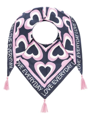 Zwillingsherz Chusta trójkątna "Love Everyday" w kolorze granatowo-jasnoróżowym rozmiar: onesize