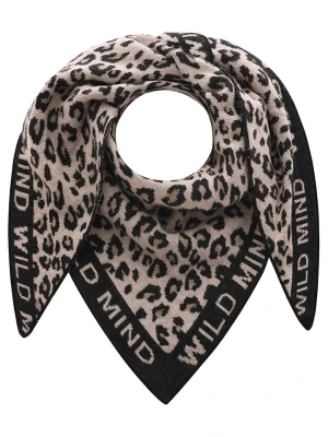 Zwillingsherz Chusta trójkątna w kolorze beżowo-czarnym z dodatkiem wełny - 200 x 100 cm rozmiar: onesize