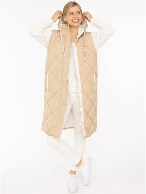 Zwillingsherz Kamizelka pikowana "Love Print" w kolorze beżowym rozmiar: M