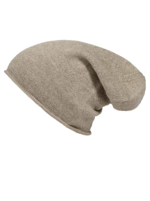 Zwillingsherz Kaszmirowa czapka beanie w kolorze beżowym rozmiar: onesize