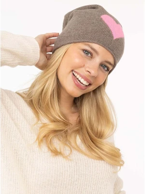 Zwillingsherz Kaszmirowa czapka beanie w kolorze szarobrązowym rozmiar: onesize