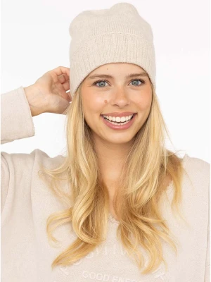 Zwillingsherz Kaszmirowa czapka w kolorze beżowym rozmiar: onesize