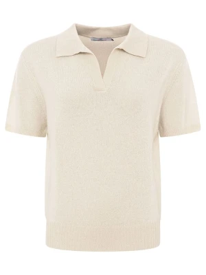 Zwillingsherz Kaszmirowa koszulka polo w kolorze beżowym rozmiar: L