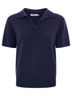 Zwillingsherz Kaszmirowa koszulka polo w kolorze granatowym rozmiar: S