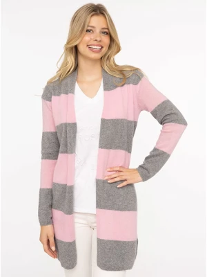 Zwillingsherz Kaszmirowy kardigan w kolorze jasnoróżowo-szarym rozmiar: L
