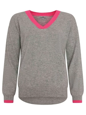Zwillingsherz Kaszmirowy sweter w kolorze jasnoszaro-różowym rozmiar: XL