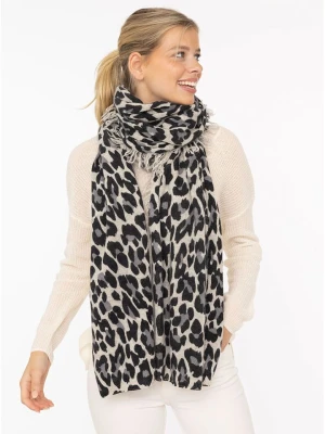 Zwillingsherz Kaszmirowy szal "Leo" w kolorze szaro-czarnym - 195 x 95 cm rozmiar: onesize