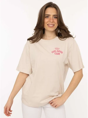 Zwillingsherz Koszulka "Feel Good Club" w kolorze beżowym rozmiar: L / XL