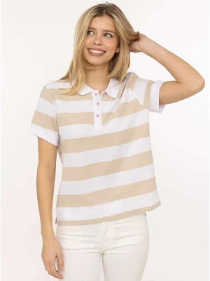 Zwillingsherz Koszulka polo "Stripes" w kolorze biało-beżowym rozmiar: M