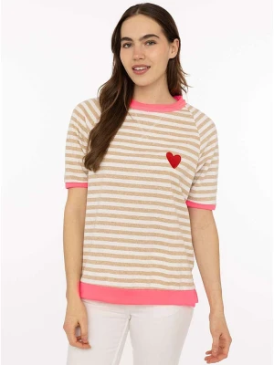 Zwillingsherz Koszulka "Stripes & Heart" w kolorze beżowym rozmiar: onesize
