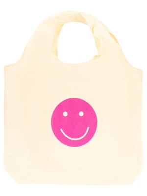 Zwillingsherz Shopper bag "Smile" w kolorze beżowo-różowym - 58 x 49 cm rozmiar: onesize