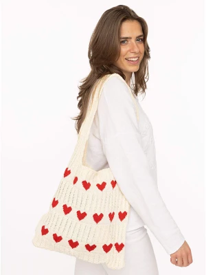 Zwillingsherz Shopper bag w kolorze kremowo-czerwonym - 32 x 34 cm rozmiar: onesize