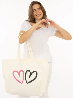 Zwillingsherz Shopper bag w kolorze kremowym rozmiar: onesize