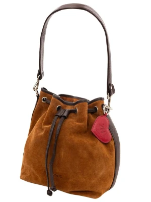 Zwillingsherz Skórzana torebka "Suede Drawstring Bag" w kolorze jasnobrązowym - 21 x 26 x 14 cm rozmiar: onesize