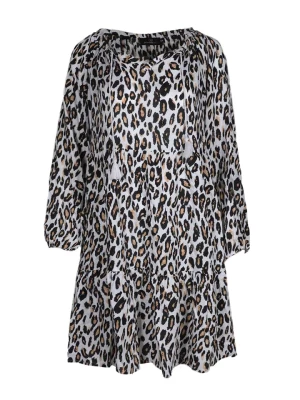 Zwillingsherz Sukienka "Tara" w kolorze biało-czarno-jasnobrązowym rozmiar: L/XL