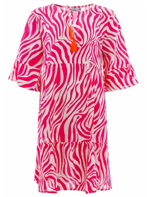 Zwillingsherz Sukienka "Zebra Dreams" w kolorze różowo-białym rozmiar: onesize