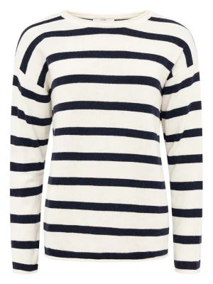Zwillingsherz Sweter "Stripes" w kolorze kremowo-granatowym rozmiar: L