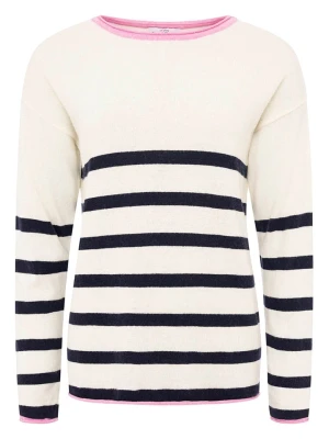 Zwillingsherz Sweter "Stripes" w kolorze kremowo-granatowym rozmiar: XL