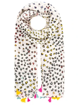 Zwillingsherz Szal "Dots & Tassels" w kolorze kremowym ze wzorem - 180 x 90 cm rozmiar: onesize