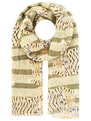 Zwillingsherz Szal "Striped Tiger" w kolorze beżowo-zielonym - 180 x 98 cm rozmiar: onesize
